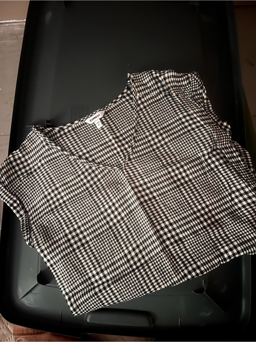Express Black & White Gingham Short-Sleeve Shirt